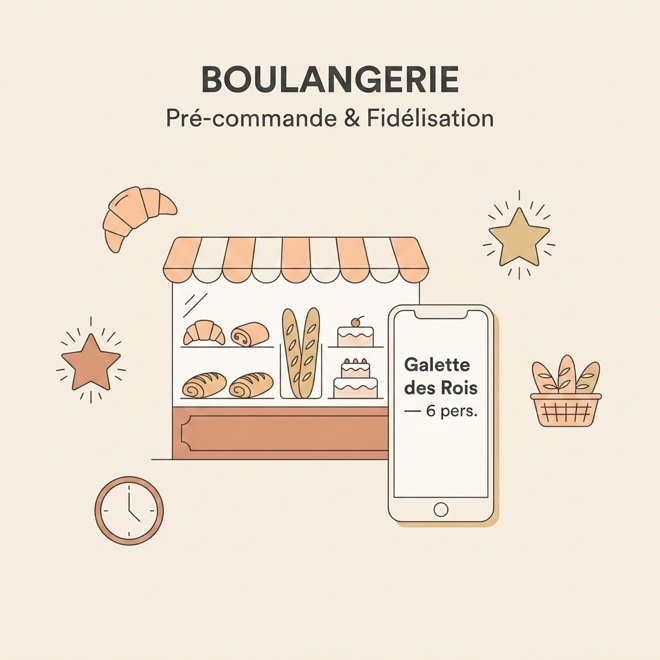 Pré-commande et fidélisation pour boulangerie pâtisserie
